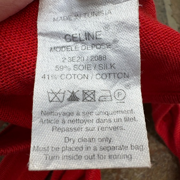 Vintage Celine racer back tank in red made of silk and cotton - Picture 6 of 7